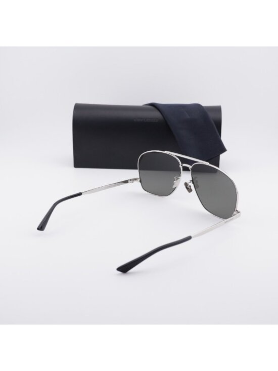 Saint Laurent SL653/F LEON 001 Sunglasses Silver Aviator Frame, Grey Lenses main image 6